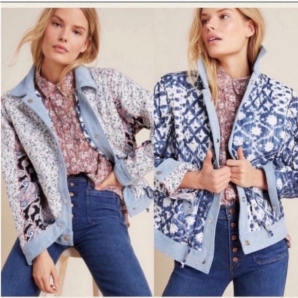 Anthropologie Blank NYC Quilted Reversible Fabric Puffer Jacket size Small - Picture 1 of 10